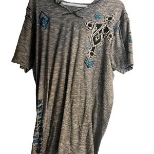 Affliction Gray and Blue Short Sleeve Tee
